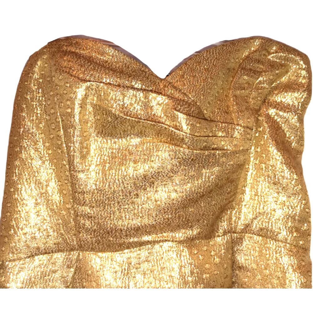 Shoshanna Gold Silk Blend Strapless Dress Size 0 Glamorous Party Wedding Prom - Picture 3 of 3